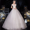 Women Elegant V Neck Ruffled Wedding Gown