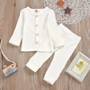 Baby Rib-Knit Long Sleeve Sleepwear Tops Pants Set