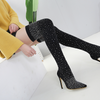 Women Fashion Sexy Plus Size Pointed Rhinestone Stiletto Heel Boots