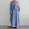 Ramadan /Eid Women Casual Solid Color Long Sleeve Dress Two-Piece Set