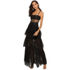 Women Sexy Chic Layered Mesh Sleeveless See-Through Lace Party Maxi Dress