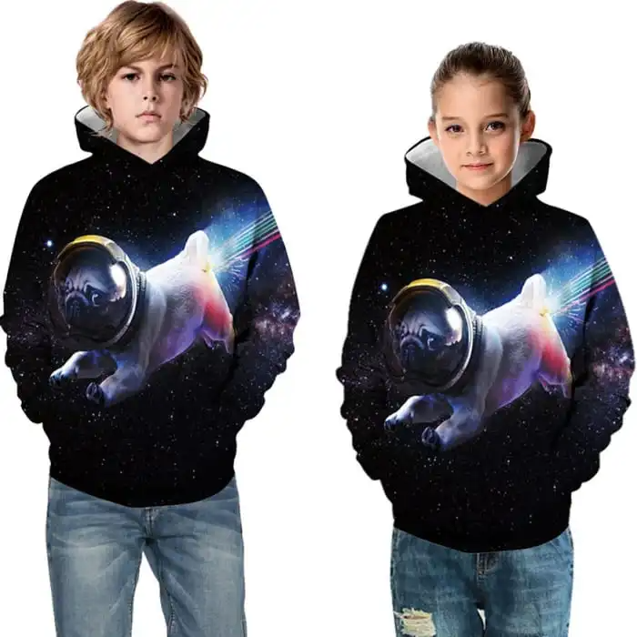 Kids Big Pattern Printed Hooded Sweatshirt