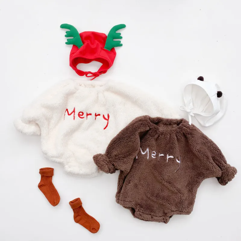 (Buy 1 Get 1) Kids Baby Boys Girls Fashion Casual Christmas Round Neck Long Sleeve Woollining Romper