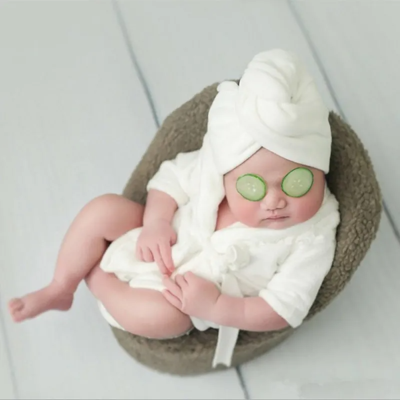 Newborn Photography Solid Color Thickened Bathrobe And Towel Set