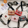 Girls Fashion Houndstooth Pattern Heart Decor Crossbody Bag