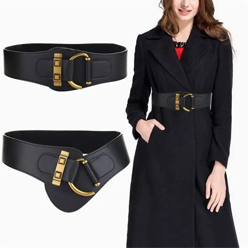 Women Fashion Stretch Wide PU Belt