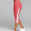 Women Lace-Up Casual Solid Color Cropped Sports Leggings