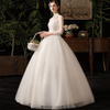 Women Elegant Stand Collar Long Sleeve Wedding Gown