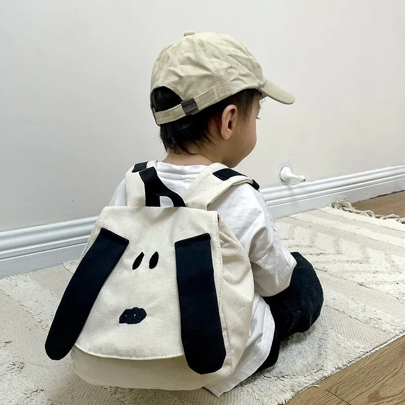 Kids Girls Boys Fashion Casual Cute Colorblock Canvas Cartoon Puppy Backpacks Bag