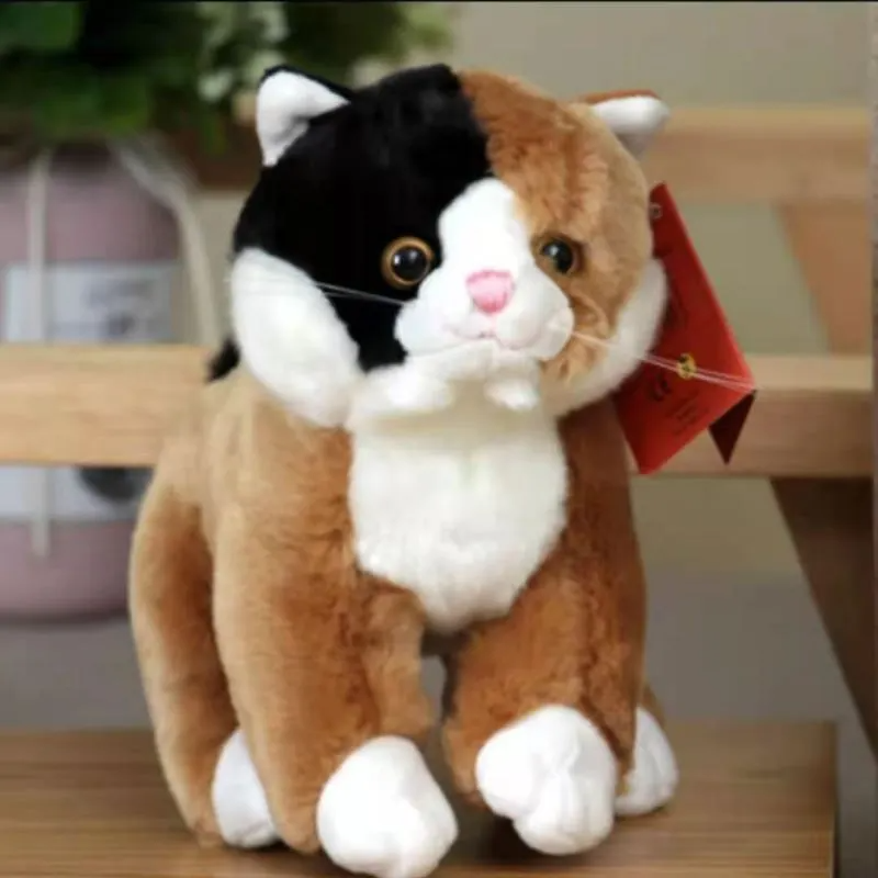 Kids Pure Color Cute Simulation Cat Plush Short Hair Doll