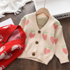 Children Kids Toddlers Girls Long Sleeve Cute Cartoon Fruit Pattern Knitted Cardigan