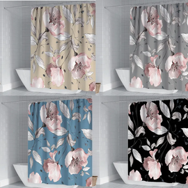 (Buy 1 Get 1) Nordic Retro Floral Complex Series Toilet Partition Curtain Digital Printing Shower Curtain