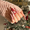 ( Buy 1 Get 2 ) Women Fashion Christmas Love Glitter Powder Long Matte Detachable False Nails