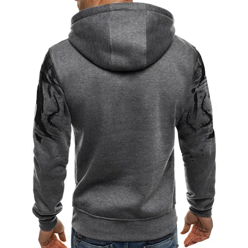 Men Fashion Gradient Print Long Sleeve Hoodies