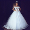 White Ivory Lace Appliques Ball Gown Off The Shoulder Short Sleeves Bridal Dress Wedding Dresses