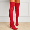 Women Winter Solid Color Side Zipper Design Pointed Toe High High Heel Elastic Over The Knee Boots