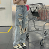 Women'S Loose Casual High Waist Fashion Ripped Straight Jeans