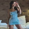 Women Fashion Sexy Solid Color Shiny Tight Slip Dress