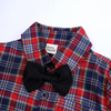 Fashion Boys Plaid Pattern Lapel Tie Shirt