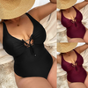 Women'S Solid Color Strap High Waist Sexy Plus Size One Piece Swimsuit