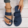 Women Fashion Casual Plus Size Solid Color Round Toe Denim Flat Slippers