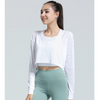 Women Casual Loose Breathable Solid Color Long Sleeve Sports Crop Top