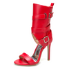 Women Fashion Sexy Solid Color Shoe-Buckle Zipper High-Heeled Sandals