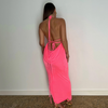 Women'S Fashion Sexy Backless Lace-Up Halter Neck Slim Maxi Dress