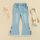 Children Kids Baby Fashion Girls Embroidered Denim Flared Pants
