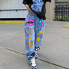 Women'S Fashion Casual Cartoon Printing Loose Denim Pants