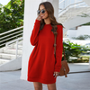 Women Fashion Solid Color Round Neck Dress