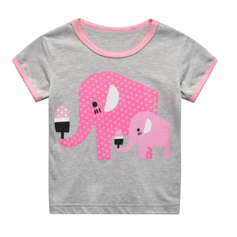 2 Pcs Girls Elephant Print Sleepwear Suit