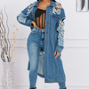 Women'S Fashion Ripped Long Sleeve Denim Jacket