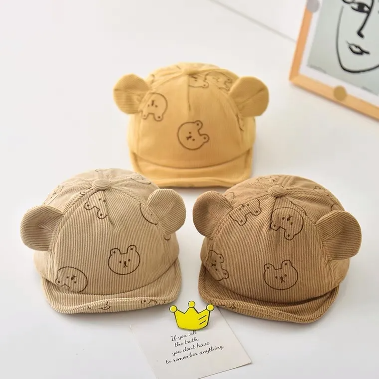 (Buy 1 Get 1) Kids Casual Cute Bear Stripe Peaked Cap