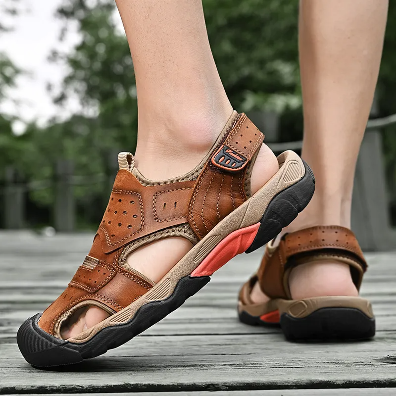 Men Casual Non-Slip Plus Size Leather Beach Sandals