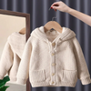 Kids Toddler Girls Autumn Winter Fashion Casual Solid Color Button Woollining Sweater Coat