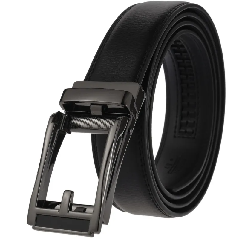 Men Casual Cowhide Automatic Buckle Belt