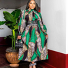 Women Ramadan /Eid Fashion Casual Leopard Printing Mock Neck Long Sleeve Dress