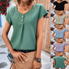 Summer Women Casual Solid Color Buttoned Fashion Short-Sleeved Blouse