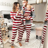 Fashion Simple Christmas Stripe Printing Round Neck Long Sleeve Home Parent-Child Pajamas Suit