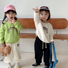 (Buy 1 Get 1) Children Kids Baby Fashion Boys Girls Casual Long Sleeve Rainbow Print T-Shirt