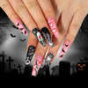 ( Buy 1 Get 2 ) Women Funny Halloween Frosted Heart Cobweb Bat Ghost False Nails