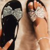 Women Bow Rhinestone Flip-Flop Slippers Shoes