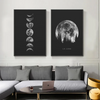 (Buy 1 Get 1) Minimalist Black White Full Moon Pattern Living Room Decoration Painting Core