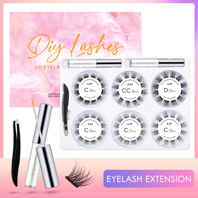 Segmented Eyelashes Fluffy Single Cluster False Eyelashes With Tweezers Transparent Eyeliner Set