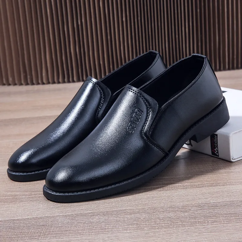 (Buy 1 Get 1) Men Casual Business Office PU Slip On Round-Toe Leather Shoes