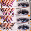 Women Multi Layer Thick Messy False Eyelashes Halloween Skull False Nail Set