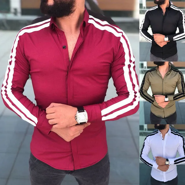 Men Fashion Striped Long-Sleeve Shirt