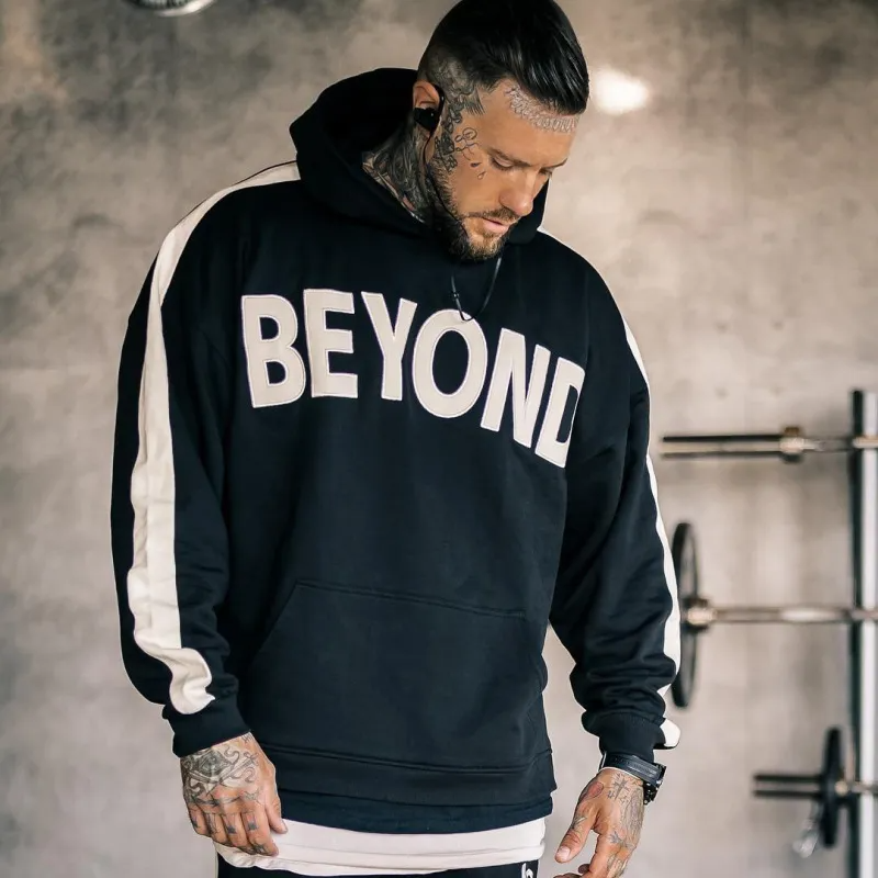 Men Casual Hooded Letter Print Long-Sleeved Sports Loose Hoodies