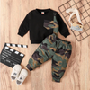 Toddlers Newborn Baby Fashion Boys Long Sleeve Print Top And Camouflage Pants 2pcs Set